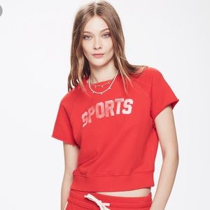 MOTHER Tops - Mother Red Raw Sleeve Square Sports MOTHER Tops - Mother Red Raw Sleeve Square Sports